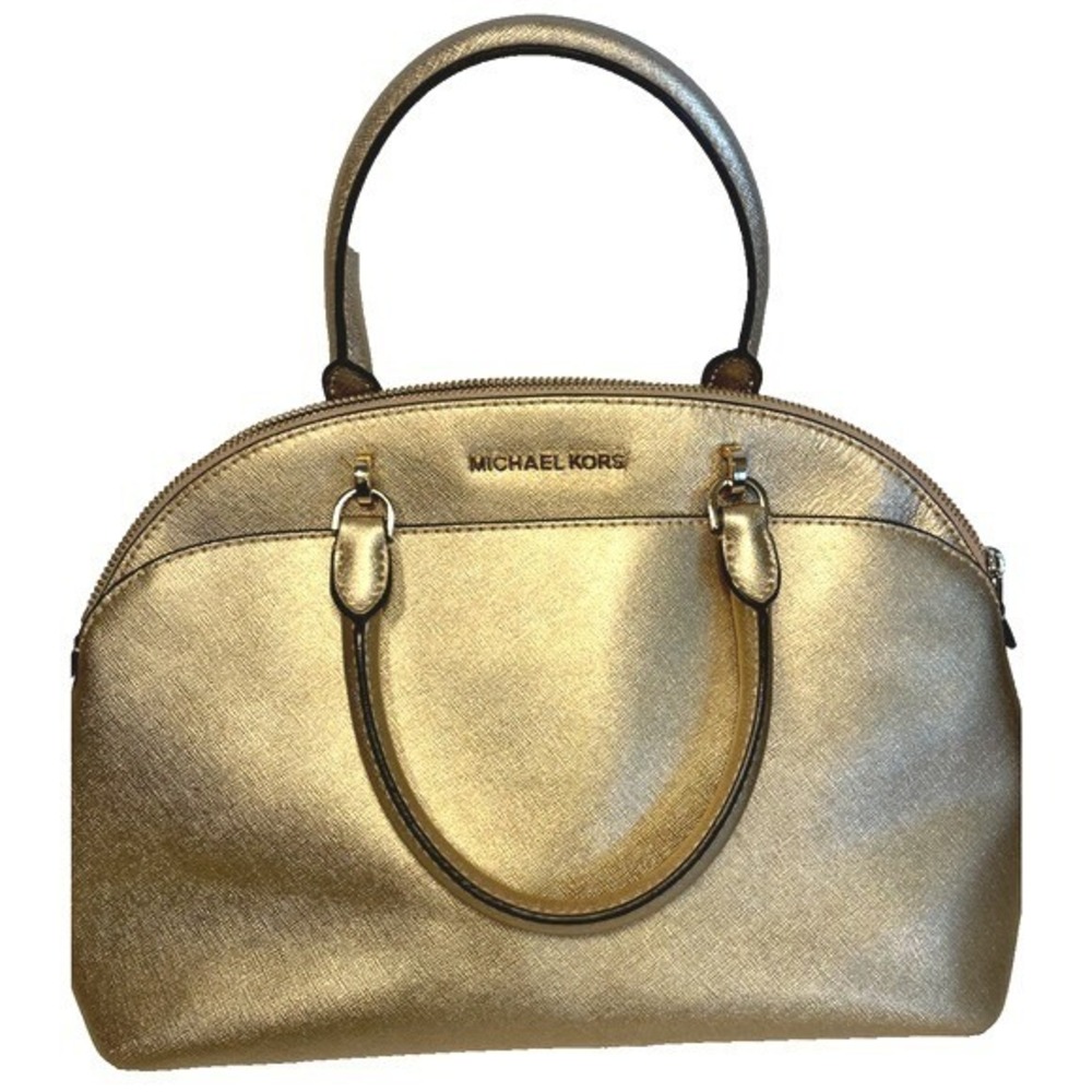 Michael Kors Emmy‎ Dome Satchel Purse Crossbody Metallic Gold Medium